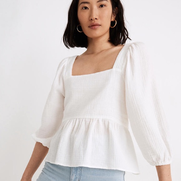 Madewell Tops - Madewell lighthouse puff sleeve peplum top